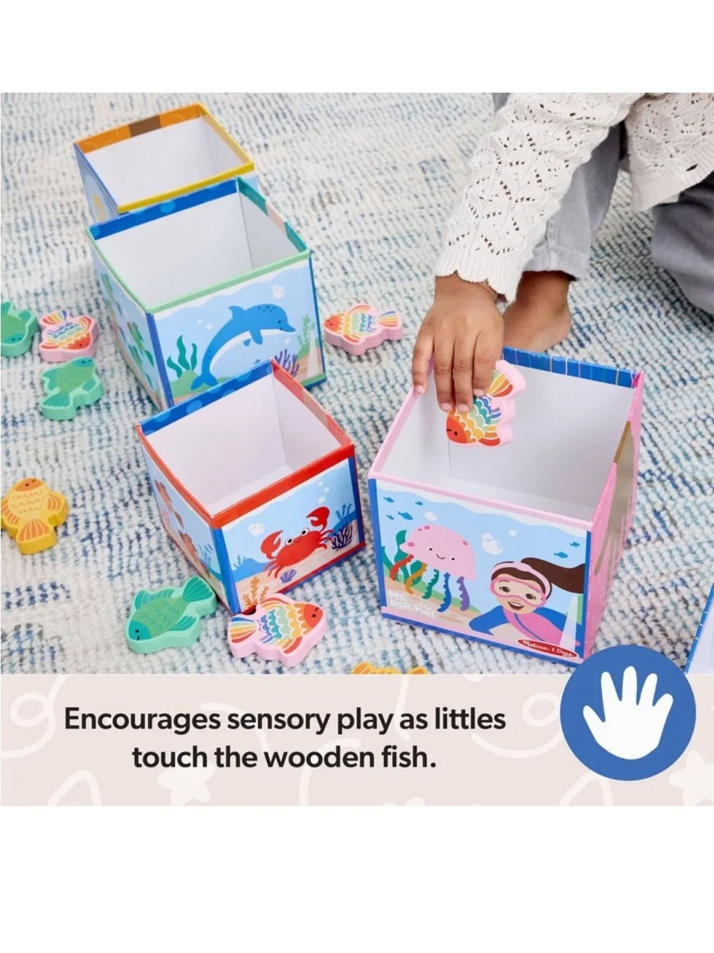 Melissa & Doug Ms. Rachel Sort & Count Nesting & Stacking Blocks w/ Wooden Fish